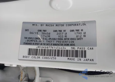 2019 Mazda Cx-3 Sport z USA, uszkodzony, nr VIN JM1DKDB77K1454434